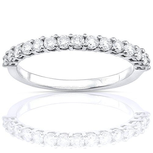 Kobelli Straight Diamond Band 1/2 Carat (Ctw) In 14Kt Gold, White Gold, Size 5.5 #TOP16