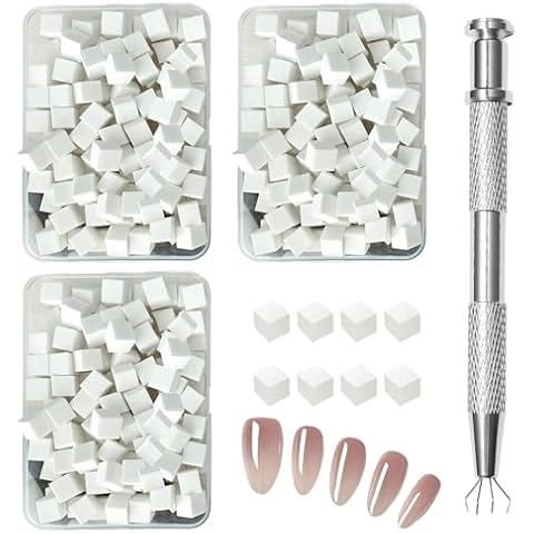 VEGCOO 300 Pcs Nail Sponges with Metal Grabber Cover