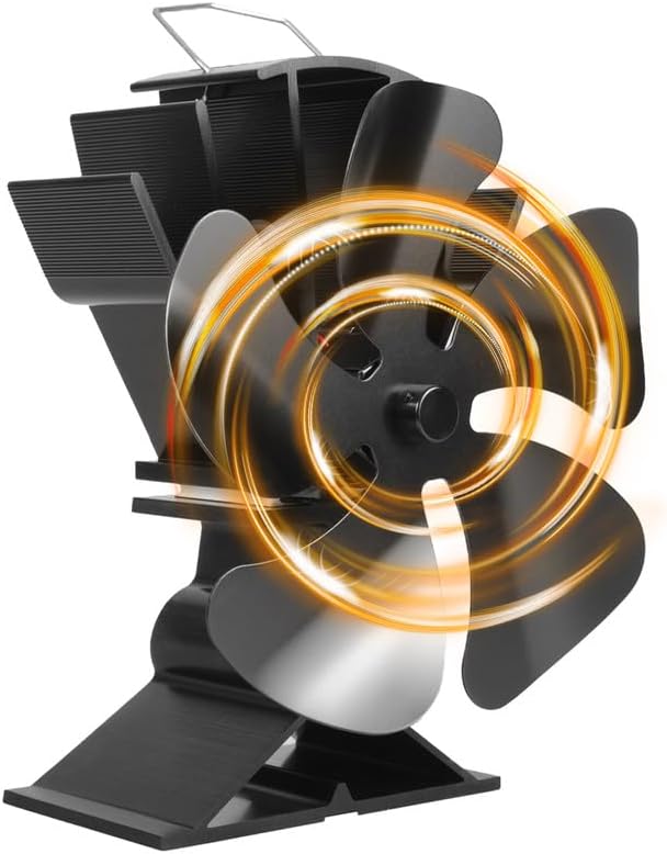 Ventilador de estufa de leña Ventilador de estufa de 5 aspas, ventilador de chimenea alimentado por calor para estufa de leñaquemador de
