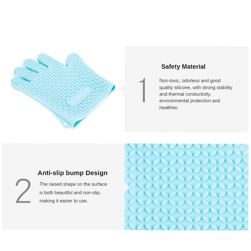 Mitaines de Four Gants Anti-brûlure en Silicone pour Four à Micro-Ondes et Four Gants antidérapants ménagers (Couleur : Blue-Big) (Rose)