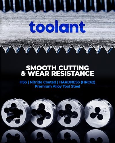 Image of toolant Professional Tap and Die Set, HSS Nitrided Taps with 3-Piece Progressive Design for Blind Holes, Heavy-Duty Metric Threading Tool Kit for Mechanics, Engine Block & Mold Repair