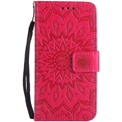 LG X Power Case, LG K6P Case, Urberry Sunflower Carved Wallet Case for LG X Power (Red)