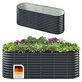 STEELSØN Talara Hochbeet aus Metall – Pflanzenbeet für Garten & Balkon Anthrazit – Stabiler Pflanzenkübel oval mit offener Bodenstruktur – Gartenbeet für Gemüse, Kräuter, Blumen 80x78x240 cm (HxTxB)