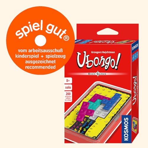KOSMOS 695248 Ubongo! Brain Games, Knobel-Spaß für 1 Person, Gehirn-Jogging mit 200 Aufgaben, Verschiedene Levels, handliche Box für unterwegs, Brain Teaser ab 8 Jahre, Konzentrationsspiel