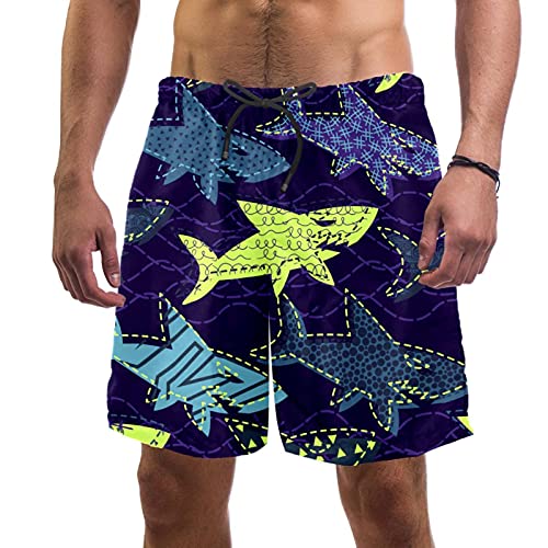 Maillots de bain pour hommes HadHfun violet imprimé requin mer pour la plage
