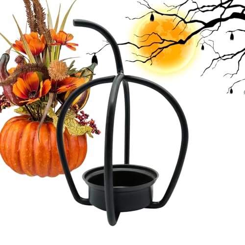 Soporte para Velitas De Halloween,Soporte de Calabaza Hueca de Acero para Velas - Decorativo para Balcones de Apartamentos Hoteles Mesas Exhibidores