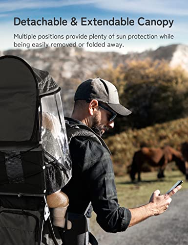 besrey-Baby-Backpack-Carrier-Toddler-Hiking-Backpack-with-Safety-3-Height-Seat-Adjustable-StrapsWaist-Belt-Foldable-Frame-Lightweight-Large-Capacity-Child-Carrier-for-Hiking-Black