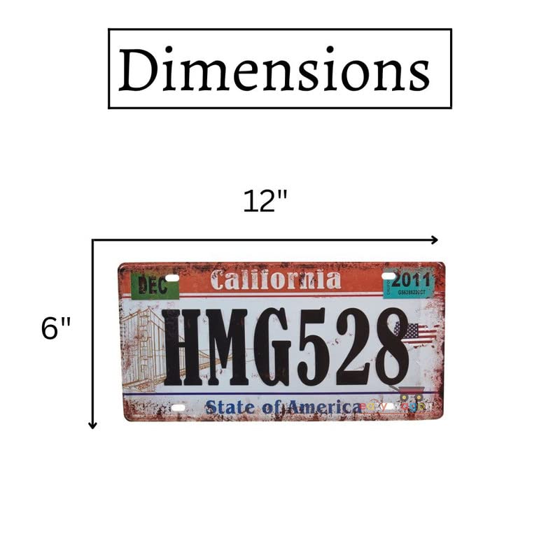 Image of HMG528 Multipurpose Metal Vintage Tin sign Boards Retro License Plate Vanity Gift Decorative Car Tag, Truck Front Plate Wall Art Design Number Plaque for Cafe, Living Room