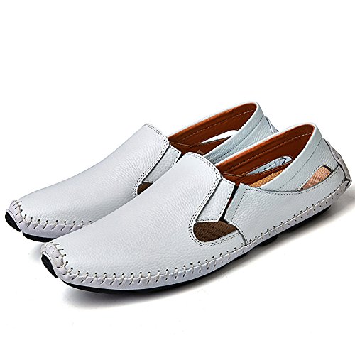 Image of Men's Driving Shoes Leather Slipper Casual Slip on Loafers | Top Grain Leather Upper, Moccasin Toe, Slip-on, Traction Rubber Outsole, Mens Dress Shoes, Mens Casual Loafers