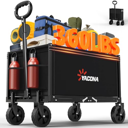 YACONA 3 in 1 Wagons Carts Foldable, 360LBS Lightweight...