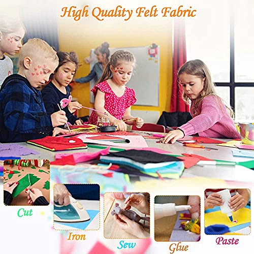 Image of 45Pcs Vibrant Felt Sheets for Sewing School Projects Party Craft Decoration
