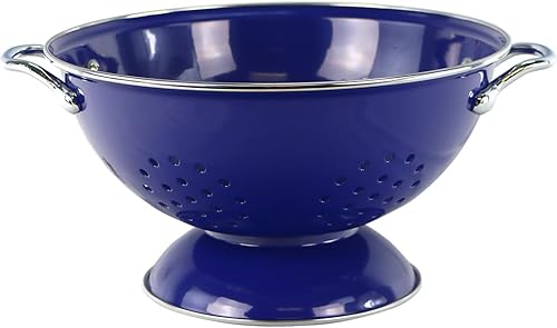 Miniatura 26 de Reston Lloyd, Cesta coladora de cocina de acero con recubrimiento en polvo de 1 cuarto de galón para drenar pasta, verduras y frutas, asas cromadas