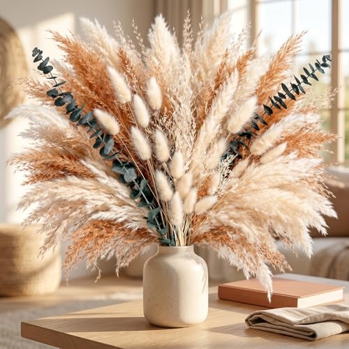 Ramo de Flores Secas con Pasto Pampas, Cola de Conejo y Eucalipto miniatura 3