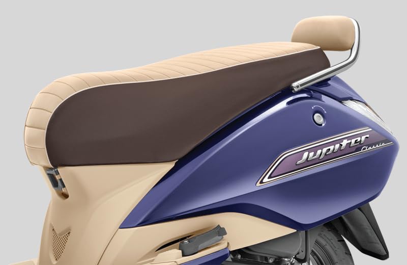 Jupiter Waterproof Durable PU Leather 10 MM Cushion Seat Cover Scooty Single Bike Seat Cover for TVS Jupiter (Beige and Brown)-image-19
