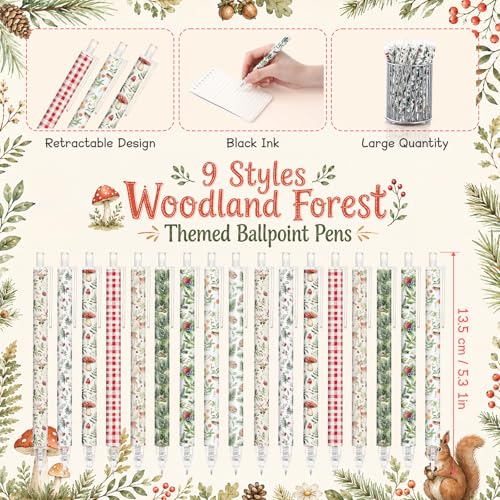 Image of Jetec 108 Pcs Back to School Woodland Animal Pens Ballpoint Pens Sets Aesthetic Retractable Office Gift for Student Teacher Writing Journal Notepad Desk Decor for Baby Shower Women Staff Coworker