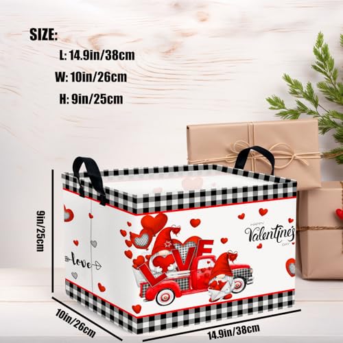Image of Cute Large Valentine's Day Gift Basket Empty Heart Decor Storage Bin for Kid Baby Room Decor (Red Truck Love)