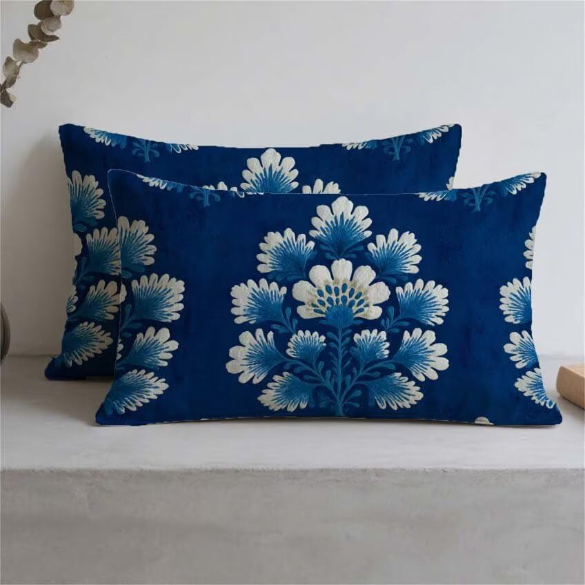 Coussin extérieur imperméable 60x90cm bleu marine résistant lin M-273 - 3
