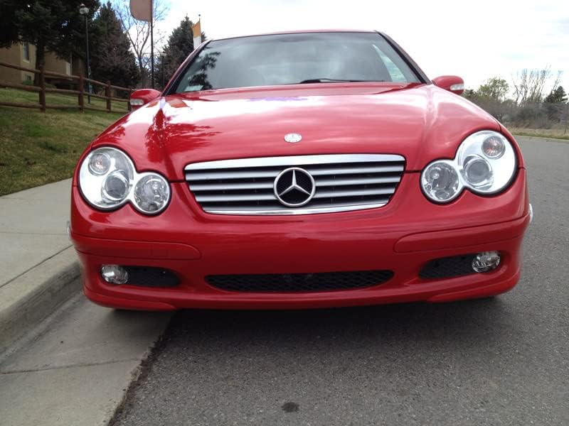 USR DEPO W203 AMG Style Headlights - (Left + Right) Compatible with 2002-2005 Mercedes Benz C Class 2 Door Coupe Halogen Models (AMG Style Chrome Housing Clear Lens)