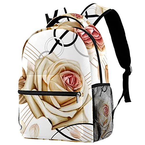 Sac à dos d'écolier ordinateur 14 pouces aux motifs fleurs aquarelle multicolores pour les cours
