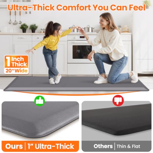 Image of 1-Inch Thick Anti-Fatigue Mat for Kitchen and Standing Desk, 20 inchx72 inch, Grey