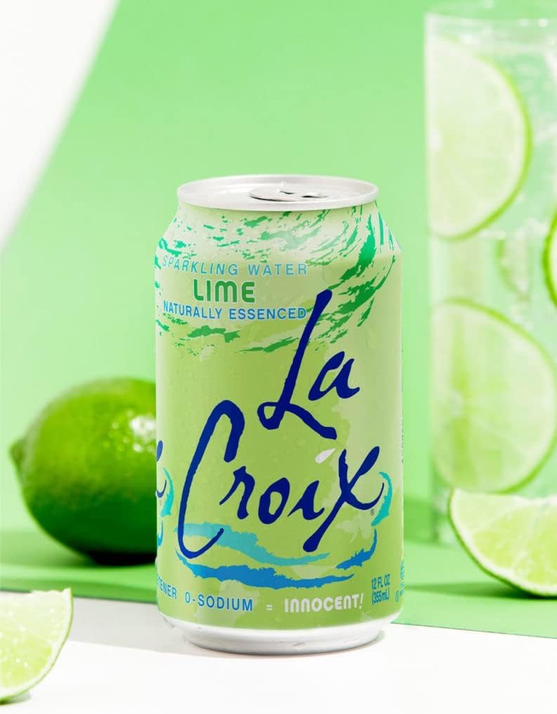 La Croix Naturally Essenced | 0 Calorie | 0 Sweetener | 0 Sodium | Lime Sparkling Water 355ml (Pack of 12)