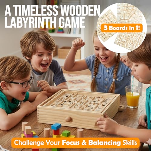 Wooden Labyrinth juego de mesa clásico de madera miniatura 2