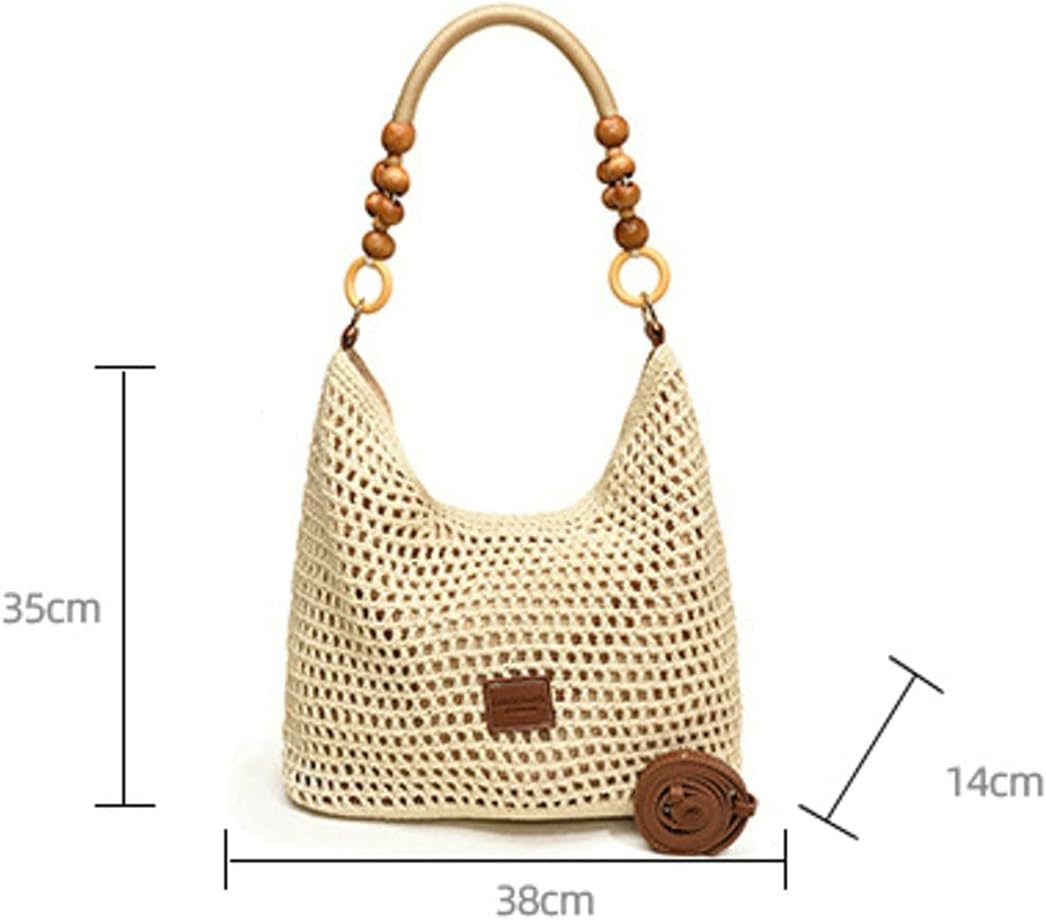 Bohemia Woven Straw Bag for Women Macrame Shoulder Tote Bags Crossbody Purses Summer Beach Top-Handle Bag for Travel Shopping