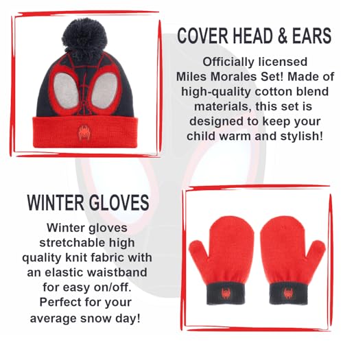 Image of Marvel Spider-Man Boys Winter Hat and Mitten Set, Beanie Hat and Gloves
