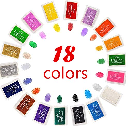 Finger Ink Pads for Kids Washable Craft Ink Stamp Pads, DIY for Rubber Stamps, Paper, Scrapbooking, Wood Fabric ( 18colors)