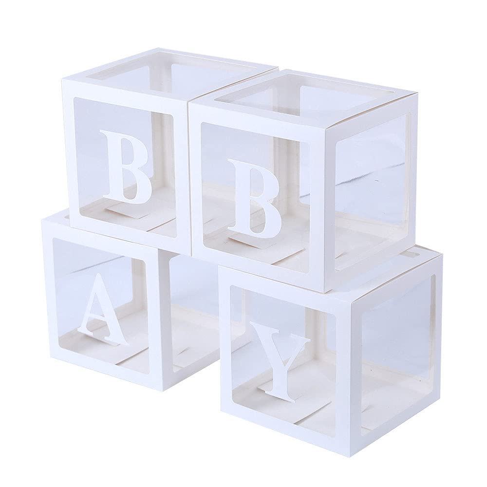 Buy Baby Shower Boxes Decorations for Girl & Boy, 4Pack Transparent