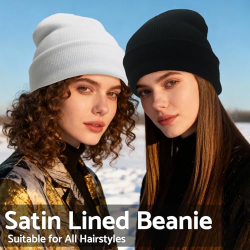 Image of Winter Beanie Acrylic Knit Cuffed Plain Hats Skull Cap Warm Beanies for Men Women