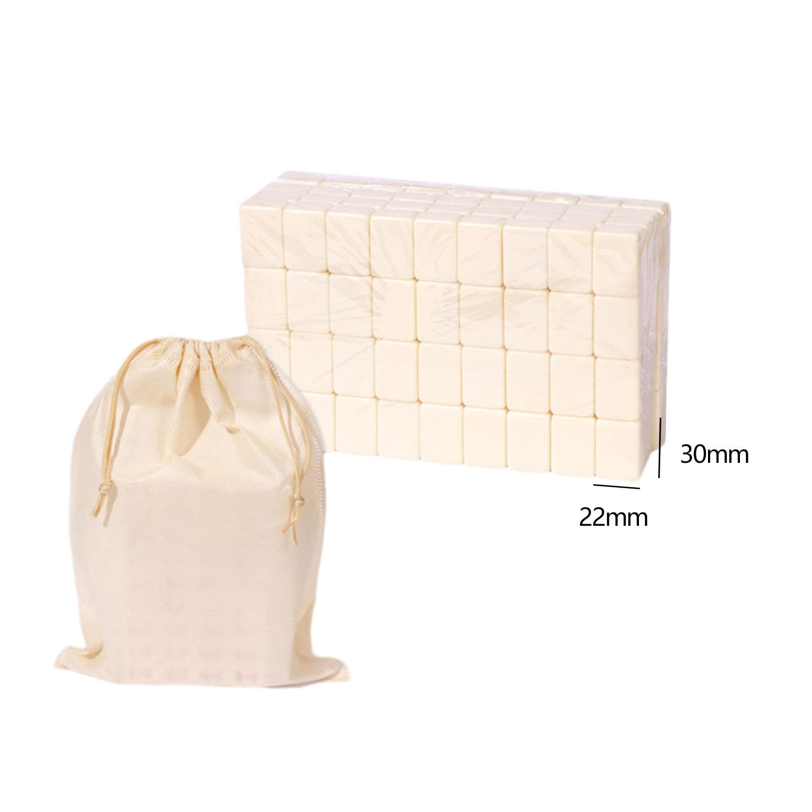 Reise Mahjong Set, Chinesisches Mahjong Spielset, Klassisches Spiel mit Aufbewahrungstasche, Chinesisches Mahjong Spielset für Jungen Und Mädchen, 30 mm Weiß