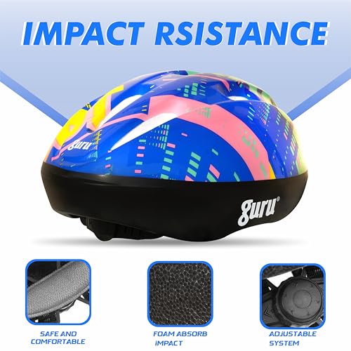 Image of GURU Cycling Helmet, Light Weight with Superior Ventilation, Helmet for Mountain, Road Bike & Skating Helmet with Premium White EPS Foam Lining, Ideal for Adults and Kids