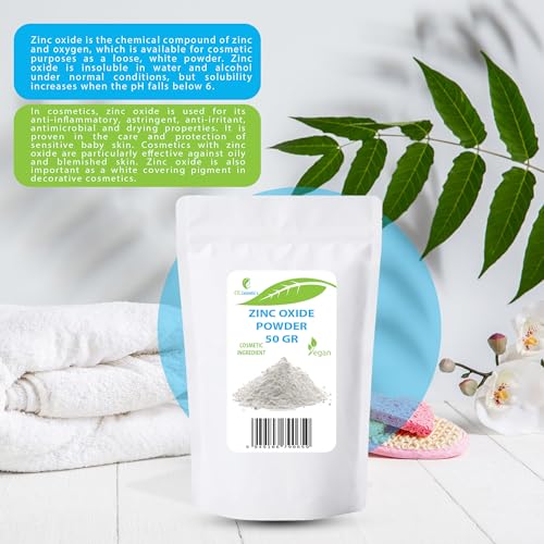 Zinkoxid (Zinc oxide Powder) - 50 gr - Kosmetischer Inhaltsstoff, hochreines Material, Nicht-Nano