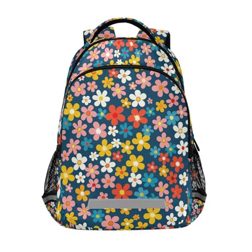 Retro Blue Flower Country Style backpack kid with large books bag for 6th grade school boys girls mochilas para adolescentes chicas