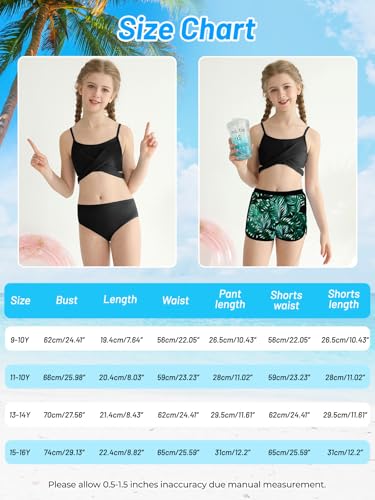 Image of Girl's 3 Piece Bikini Set Cross Strap Swimsuits for Girls Bathing Suit with Shorts Teen Swimwear Swimming Suit