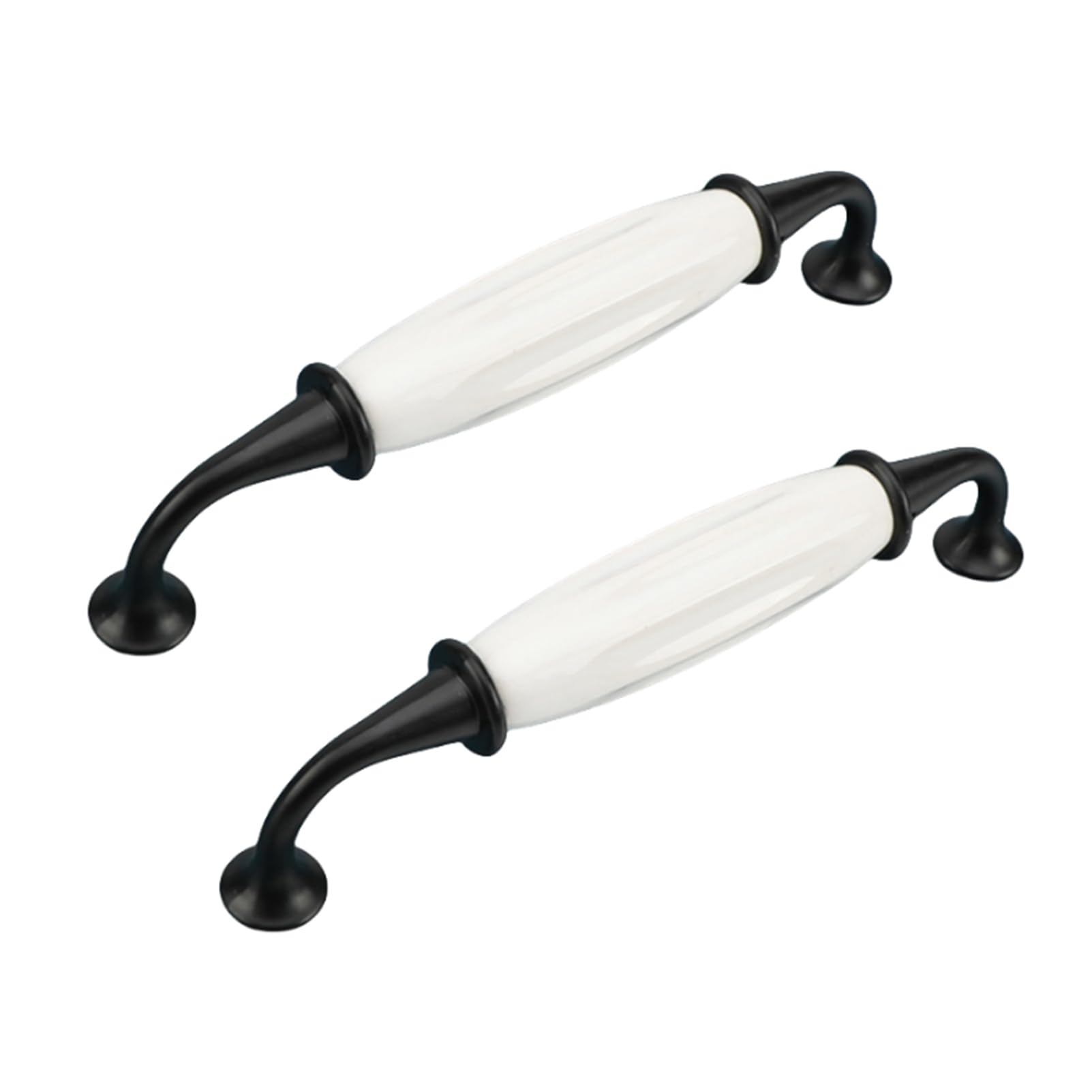 RSWZSFL 2 Pack Ceramic Handles European Style Vintage Drawer Handles Cabinet Door Handles Cupboard Handles Wardrobe Handles Furniture Handles Zinc Alloy Kitchen Door Knobs (Black+White,Pitch:128mm)