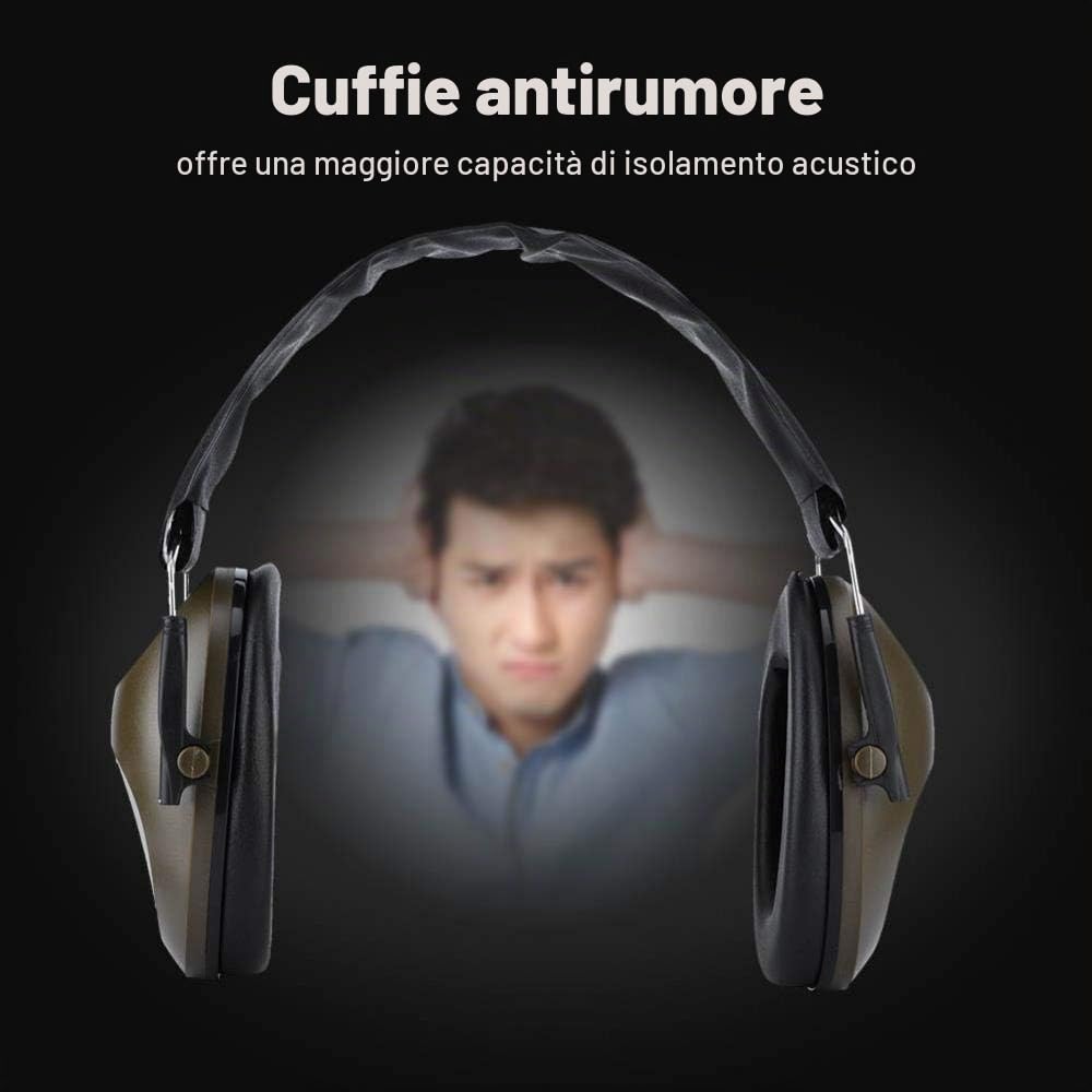 Cuffie Antirumore Insonorizzate, Antirumore Tattico Cuffie Antirumore per Riprese Aeroporti Giardinaggio Fuochi D'artificio(Army Green)