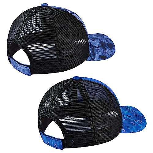 Image of BASSDASH 2 Pack Altimate Fishing Hunting Hat Mesh Back for Men Women Adjustable Baseball Trucker Cap Camo Blaze Orange