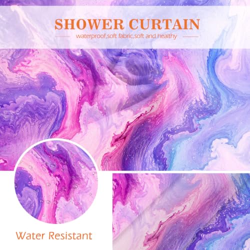 Image of Aimego Purple Shower Curtain Pink and Purple Tie Dye Marble Shower Curtains Set with 12 Hooks for Bathroom Decor Accessories Bathtub Curtain, 72 inchx72 inch