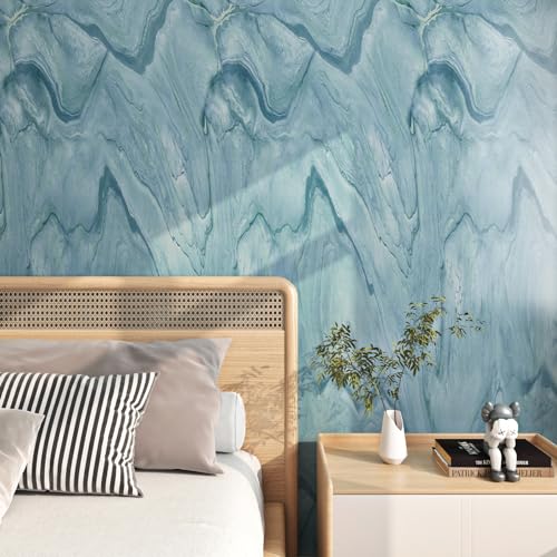 FunStick Blaue Marmor Folie Badezimmer Arbeitsplatte Klebefolie Marmoroptik Blau Möbelfolie Selbstklebende Folie Marmor Küchenschrank Wandfolie Marmoroptik Selbstklebende Tapete Blau Zimmer 40CM×2M