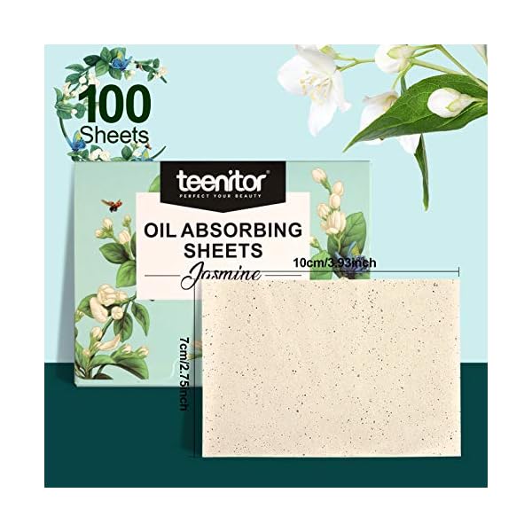Teenitor-1000-Counts-Oil-Absorbing-Sheets-Oil-Blotting-Paper-Oil-Absorbing-Tissues-Face-Facial-Natural-Oil-Control-Film-Blotting-for-Oily-Skin-Care-Men-Women-Jasmine Teenitor Oil Absorbing Sheets for Face, 1000 Sheets Jasmine Oil Blotting Paper for Oily Skin, Natural Oil Control Film Oil Blotting Sheets for Face Men Women, Face Oil Sheets
