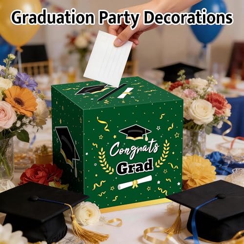 Image of Kelool Graduation Decorations 2026 Green Graduation Card Box Graduation Party Decorations,Graduation Box,Congrats Grad Gifts Box for 2026 Graduation Party Supplies Favors
