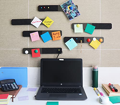 Omitfu 6pcs Magnet and Black Felt Bulletin Board Bar Strip, 0.5 Inch Thick Self-Adhesive Pin Board Bar 2in1 Magnetic Combo Memo Board Strip for Home Office Classroom Wall - Thumbnail 7