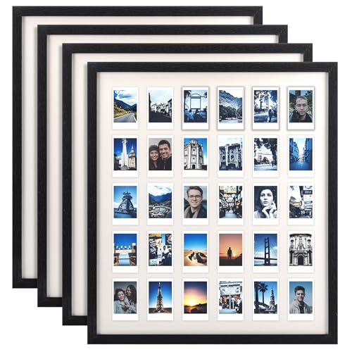 Image of Namalu 4 Pcs 2 x 3 Multi Pictures Frame Collage Wall Decor with 30 Openings Black Wood Mini Film Photo Wall Frames for Display Wedding Decoration,18.5 x 21 Inches