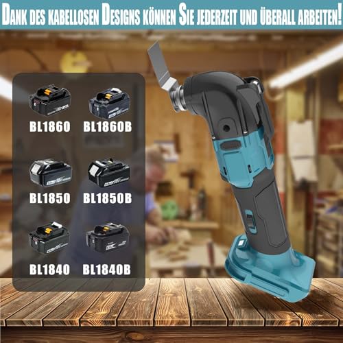Multifunktionswerkzeug Akku, Ersatz Für Makita, Oszillierwerkzeuge 22 Zubehör, Multitool 18V 4° Oszillationswinkel, Drehzahlregelung, Akku-Multifunk Für Schleifen, Schneiden, Schälen, Zwei Akku 3.0Ah – Bild 4
