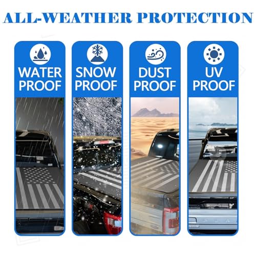 Image of American Flag Soft Roll Up Truck Bed Tonneau Cover fits 2019-2026 Ford Ranger Styleside /Fleetside Truck Cargo (Short Bed) | 5ft Bed