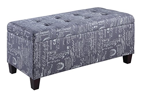 Linon Carmen Script Shoe Storage Ottoman