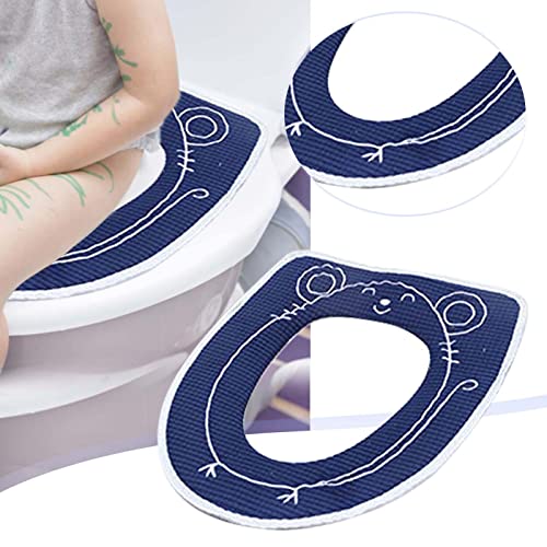 Generic Toilettensitzbezug Gürtel verdickte warme tragbare Universal-Sitztoilette Bushion-Toilette Haushaltstoilette O-förmiges Sitzkissen Toilettensitzabdeckung WC Seat Cover (Blue, One Size) – Bild 3