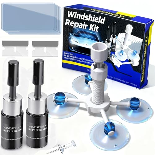 Windshield Repair Kit - Nano Glass Repair Fluid for Chips & Cracks | Quick Fix, Works on for Chips and Cracks,Cracks Gone Glass Repair Kit, Automotive Windscreen Repair Tool Nano Repair Liquid (Blue)